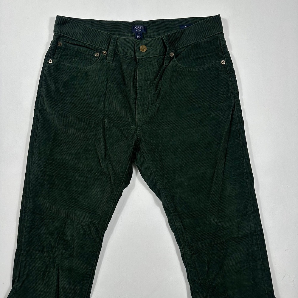 J.Crew Corduroy Pants Mens 31x30 Slim Fit Flex Stretch Forest Green